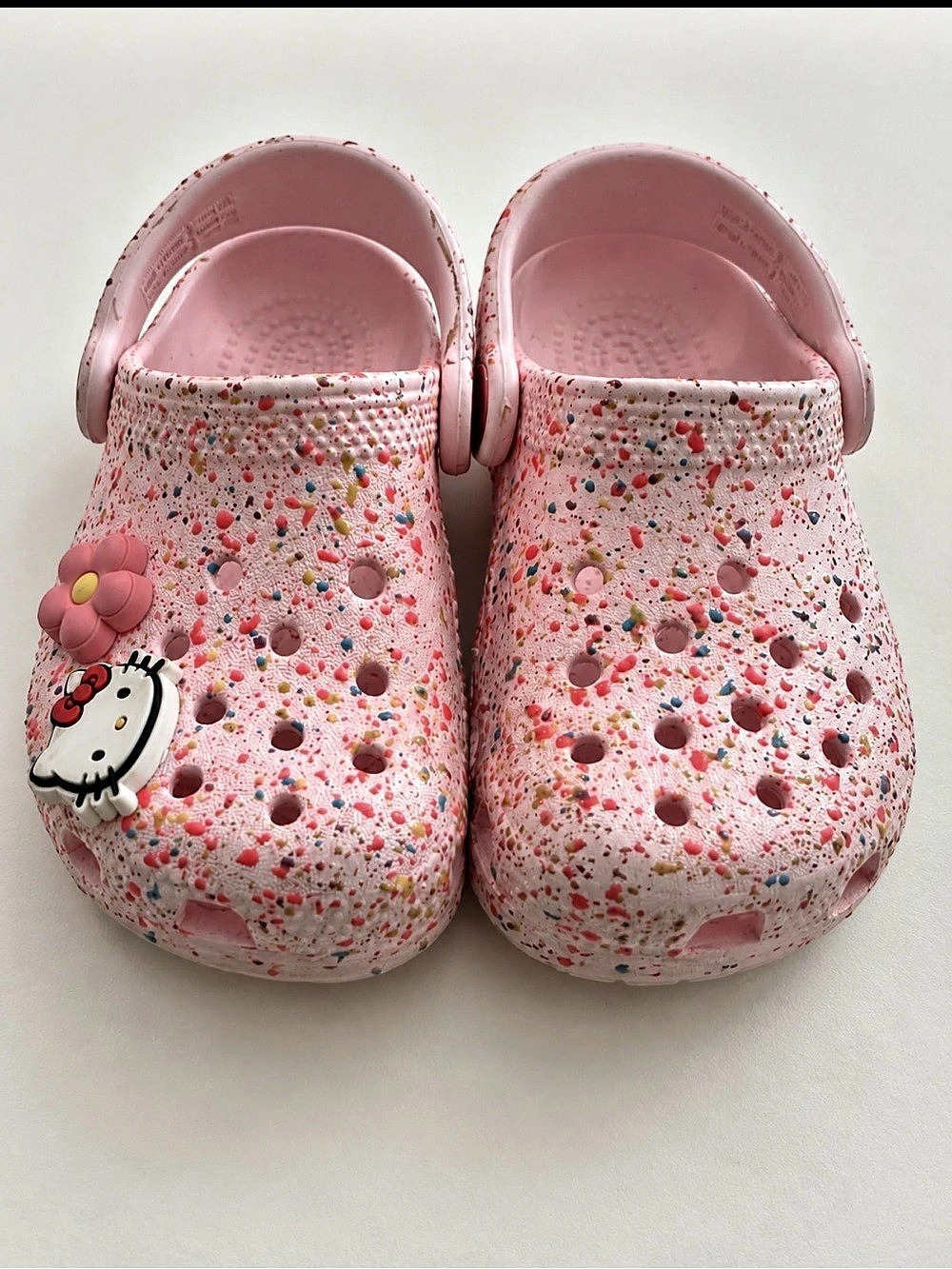 Crocs Classic Confetti Clog Kids Pink Clogs with Charms
